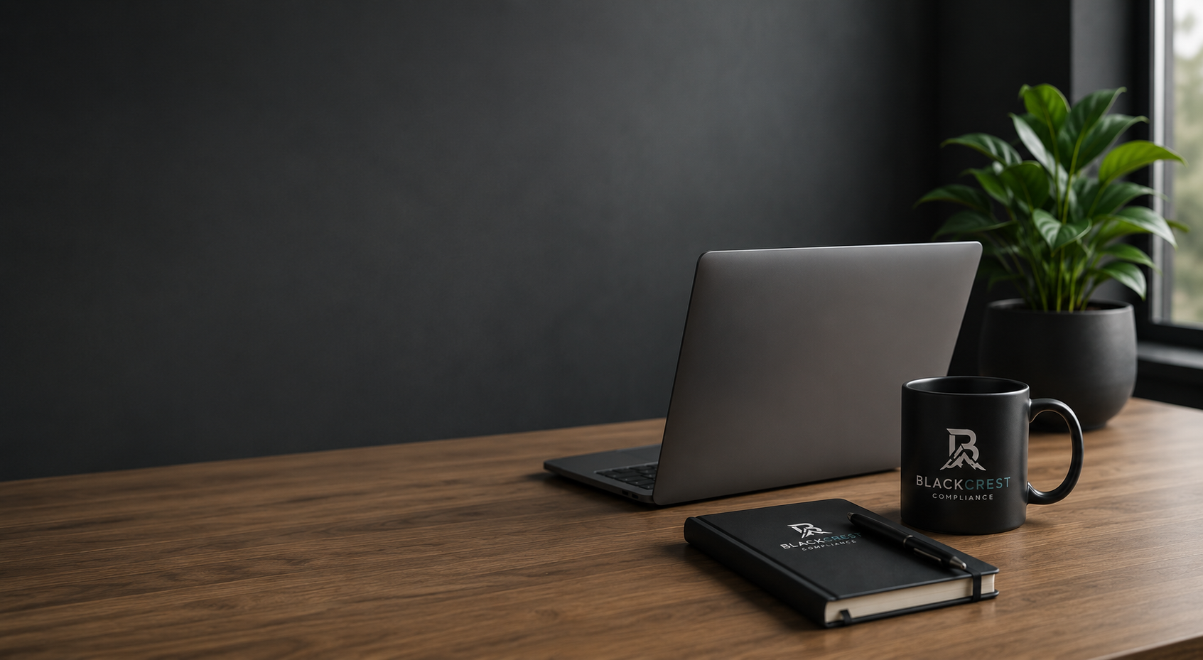 Organised compliance documents in a bright, modern Surrey office